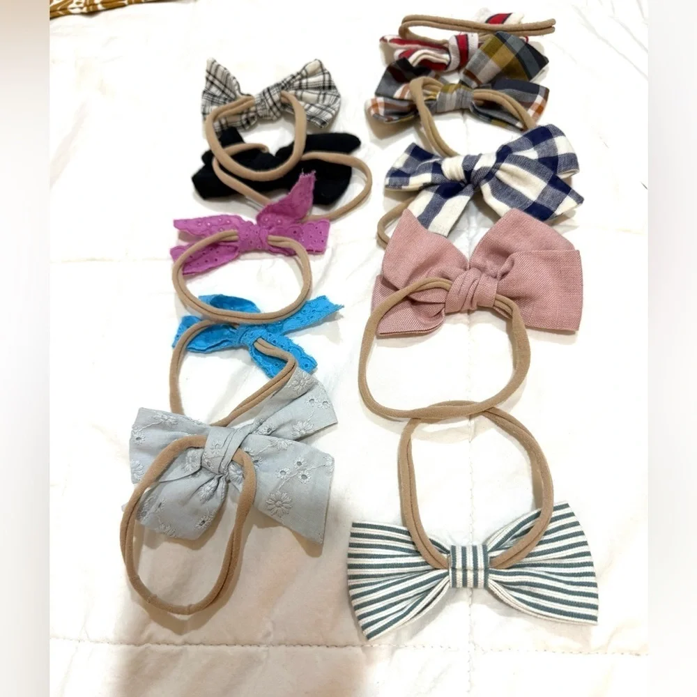 Colorful Bow Headband Set for Kids set of 10